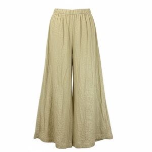 By Together Women's Palazzo Flowy Cotton Textured Wide-Leg Pants, Small, Beige
